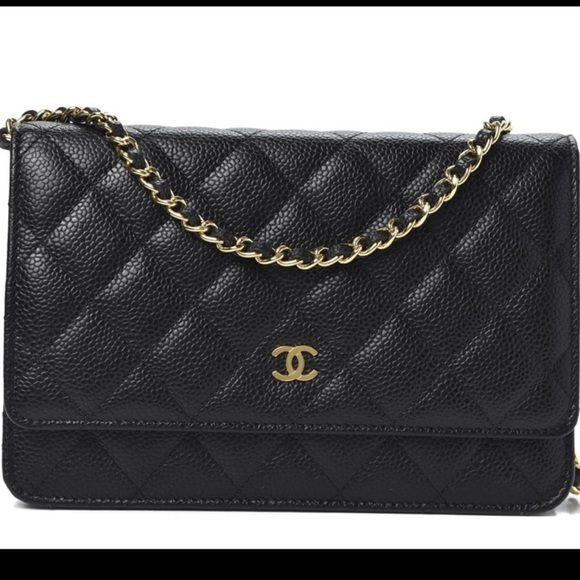 Caviar Quilted Wallet on Chain WOC Black - Picture 2 of 5